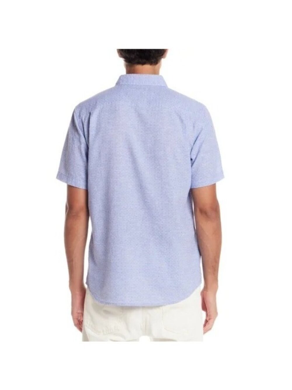 NWOT Weatherproof Vintage Men's XL Blue Washable Linen Blend Short Sleeve Shirt - Picture 2 of 10